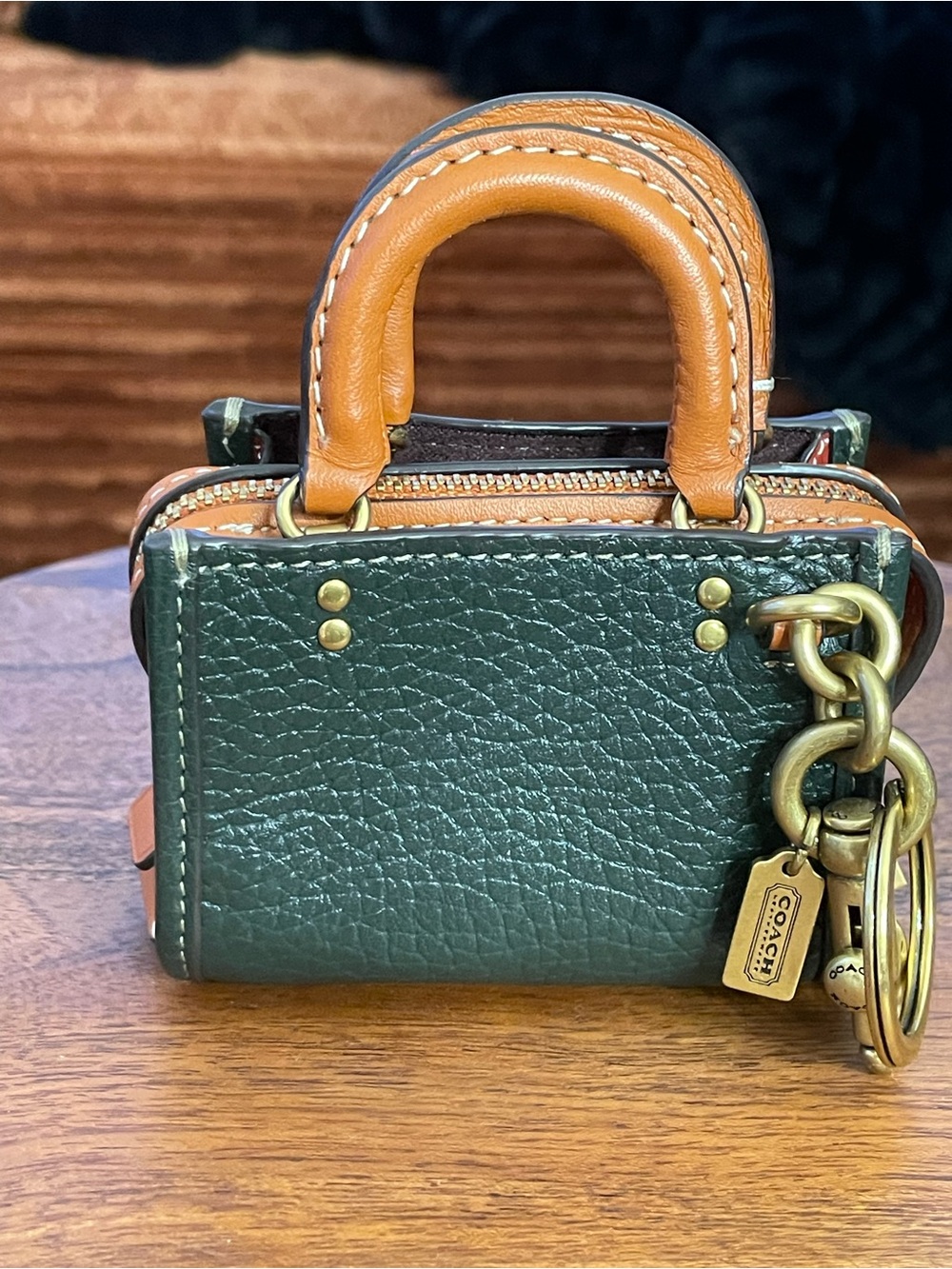 COACH Mini Rogue Green & Tan Bag Charm C5057